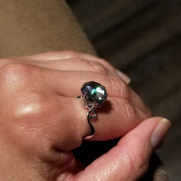 🔥LAST 1🔥NEW HEXAGON MYSTIC TOPAZ SS RING - Picture 7 of 8